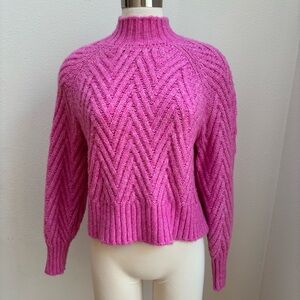 Knit Mock Neck Sweater Sincerely Jules Long Sleeve Top Chevron Pink Size Small